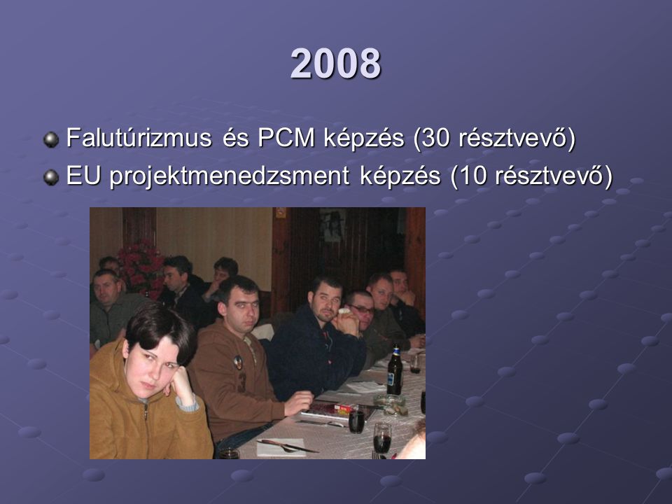 2008 Falutúrizmus és PCM képzés (30 résztvevő)
