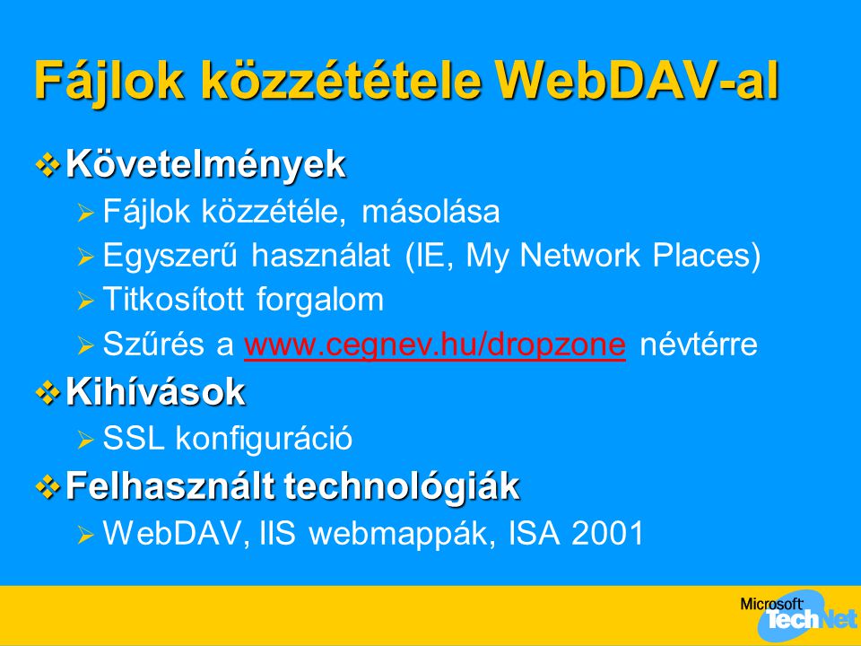 Fájlok közzététele WebDAV-al