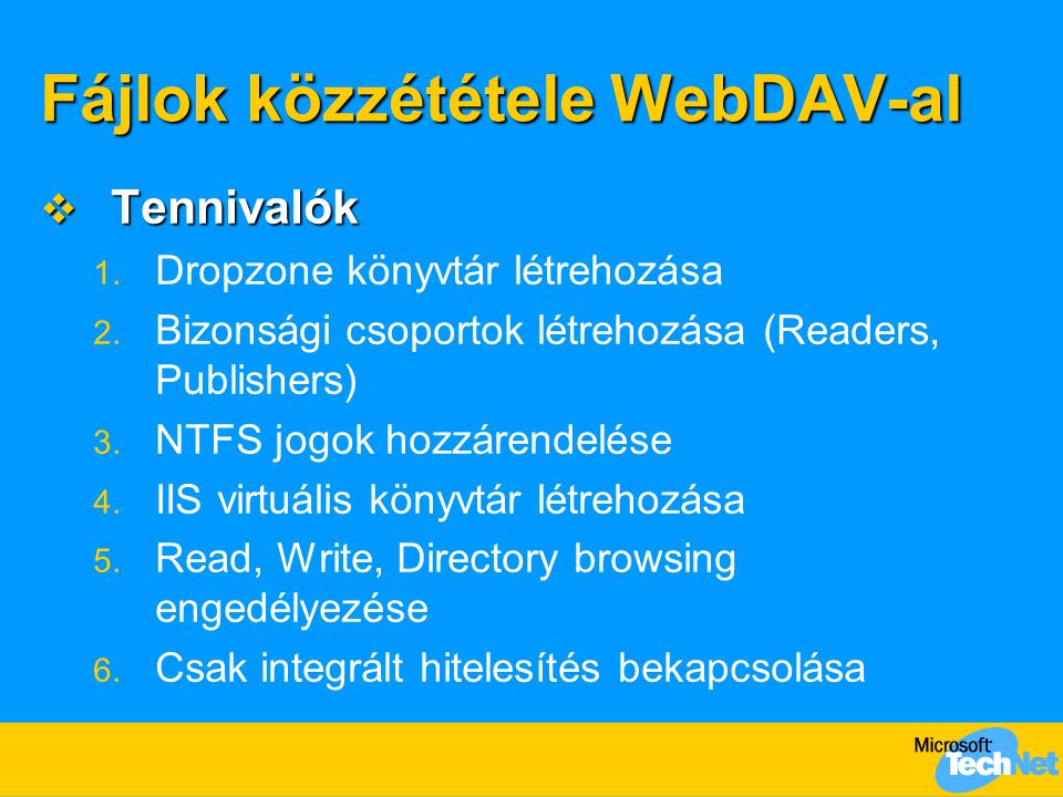 Fájlok közzététele WebDAV-al