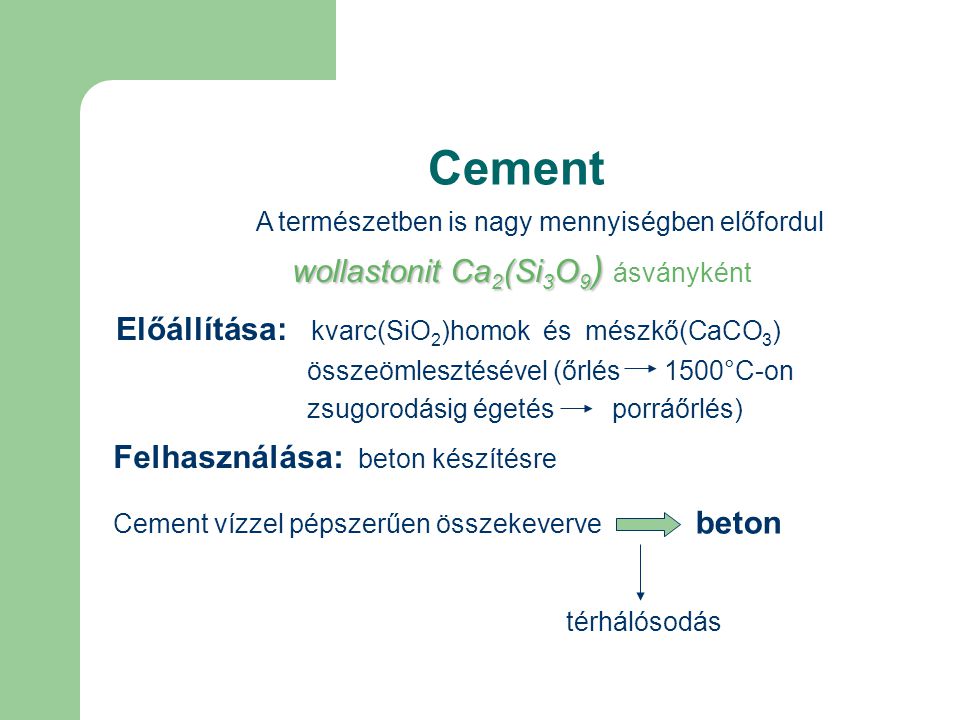 Cement wollastonit Ca2(Si3O9) ásványként