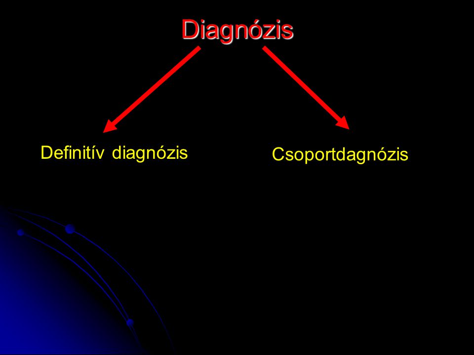 Diagnózis Definitív diagnózis Csoportdagnózis