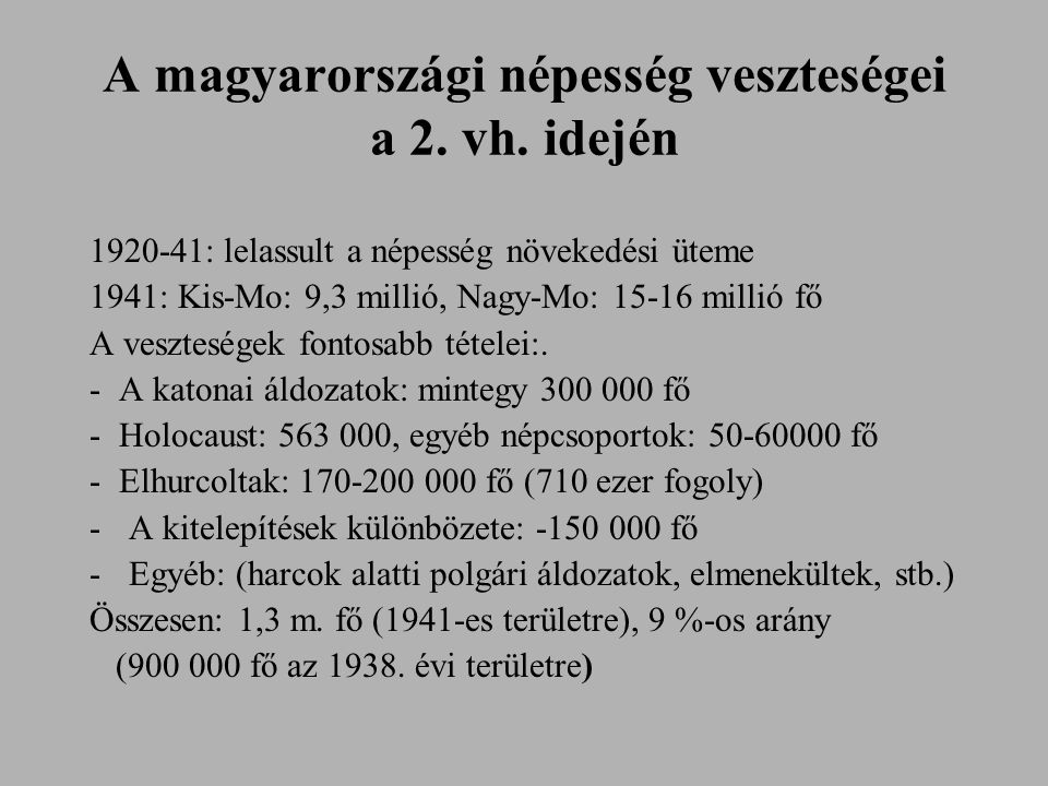 A magyarországi népesség veszteségei a 2. vh. idején