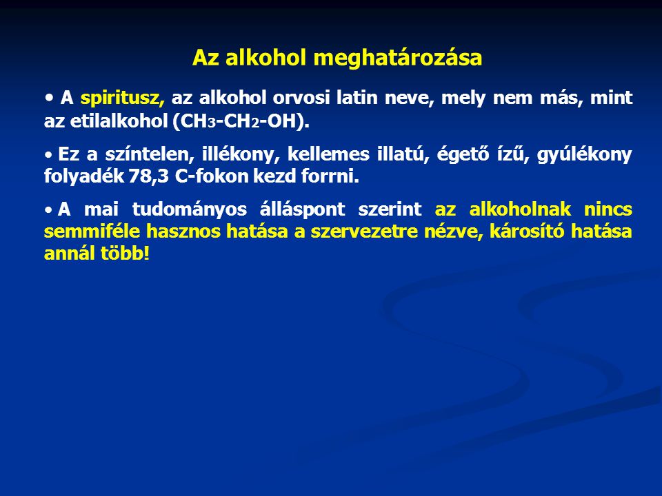 Az alkohol meghatározása