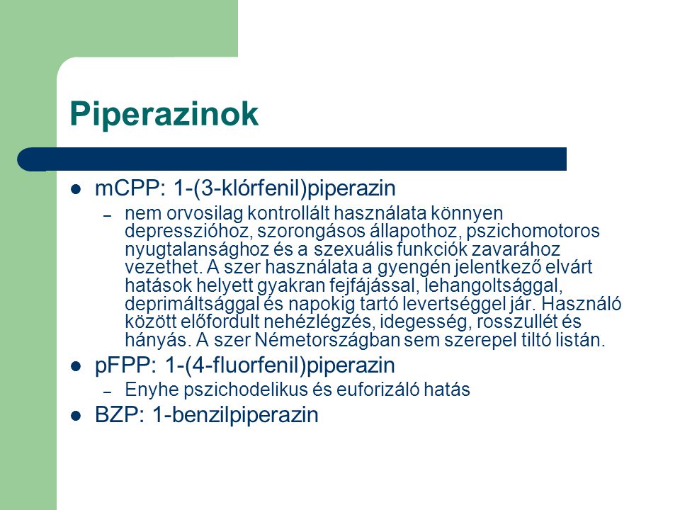 Piperazinok mCPP: 1-(3-klórfenil)piperazin