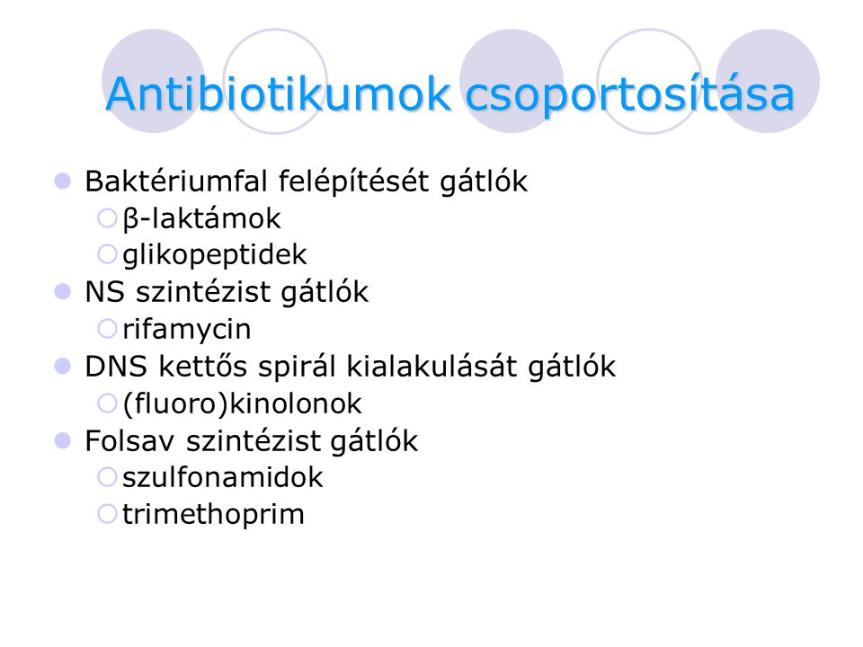 Antibiotikumok csoportosítása