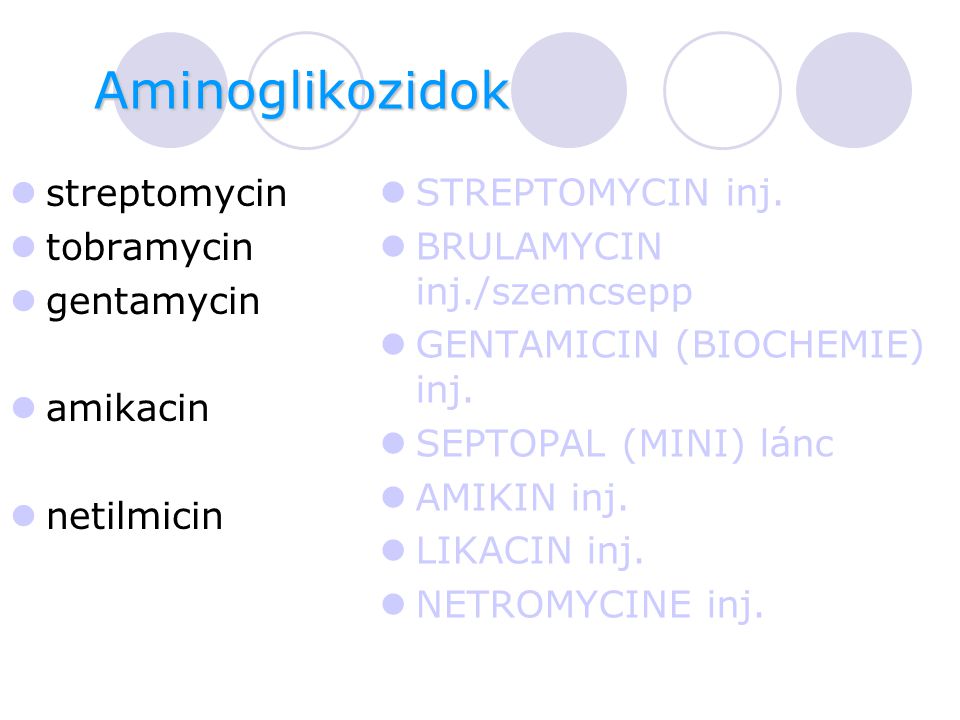 Aminoglikozidok streptomycin tobramycin gentamycin amikacin netilmicin