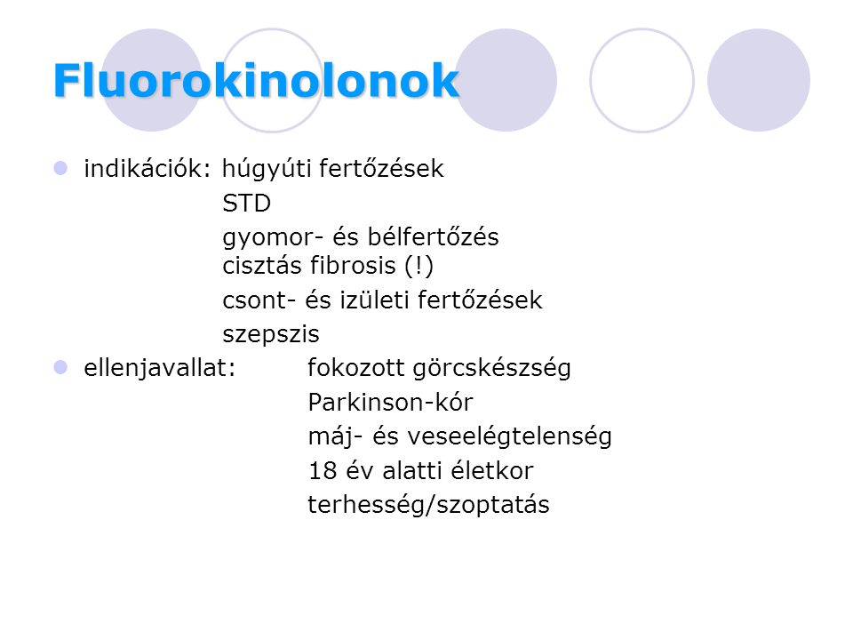 Fluorokinolonok indikációk: húgyúti fertőzések STD