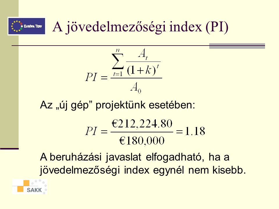 A jövedelmezőségi index (PI)