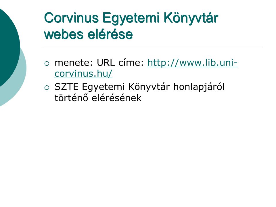 Corvinus Egyetemi Könyvtár webes elérése