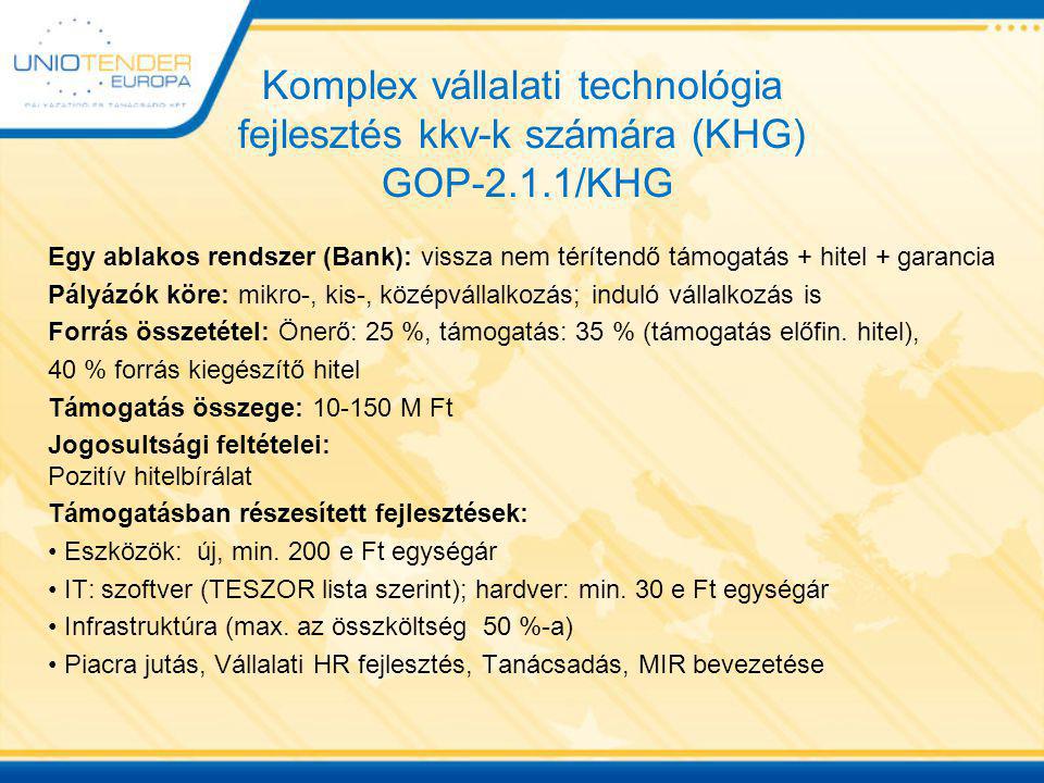 Komplex vállalati technológia fejlesztés kkv-k számára (KHG) GOP-2. 1