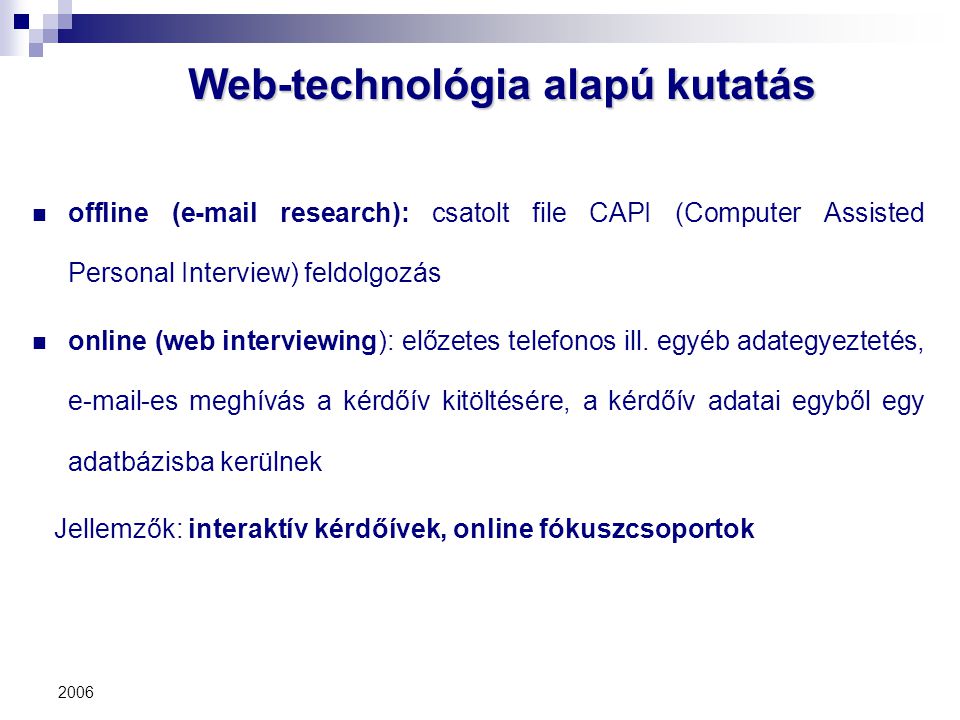 Web-technológia alapú kutatás