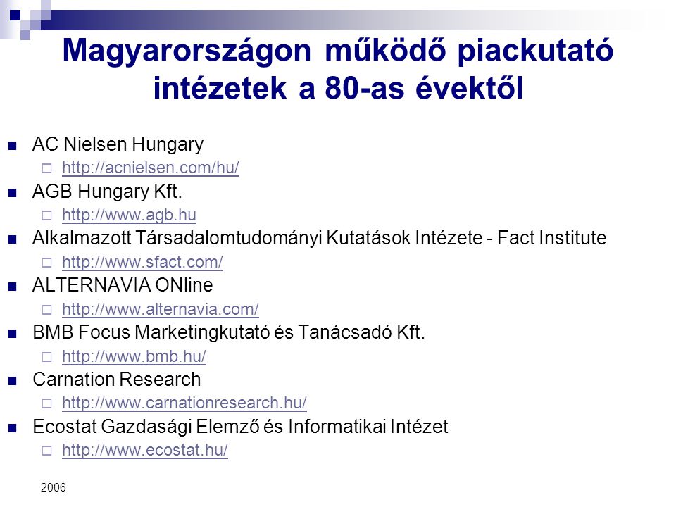 Magyarországon működő piackutató intézetek a 80-as évektől