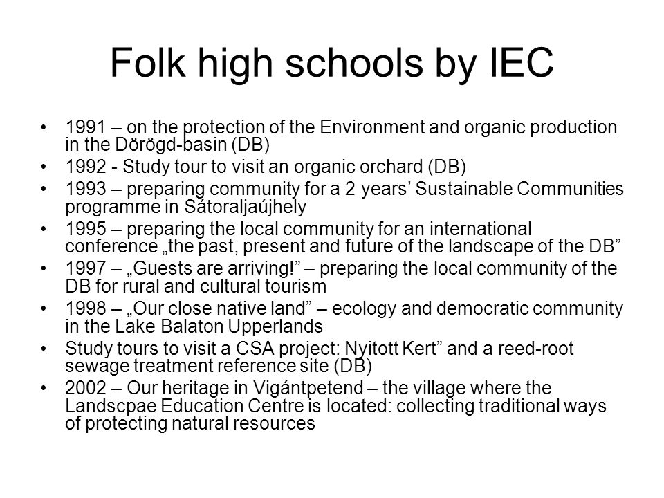 Folk high schools by IEC