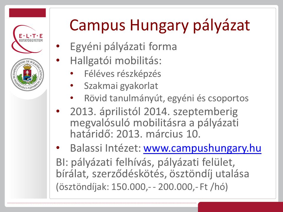 Campus Hungary pályázat