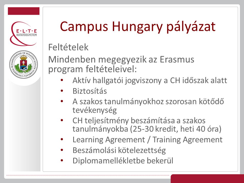 Campus Hungary pályázat