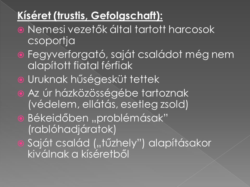 Kíséret (trustis, Gefolgschaft):