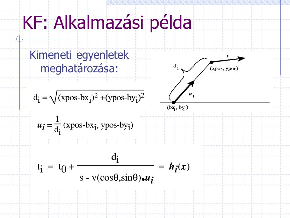 KF: Alkalmazási példa Kimeneti egyenletek meghatározása: