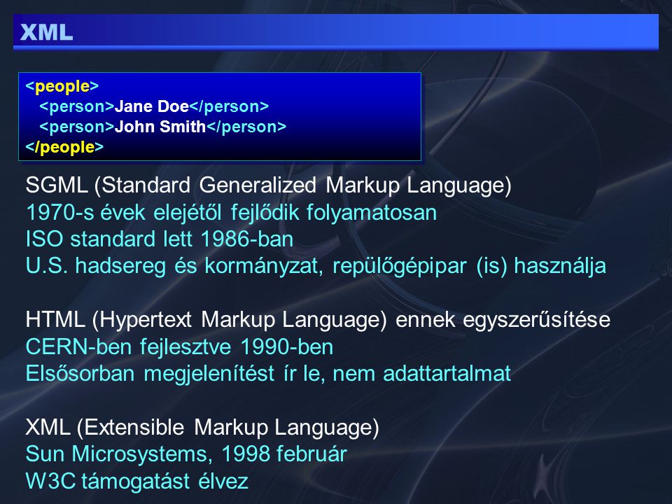 SGML (Standard Generalized Markup Language)