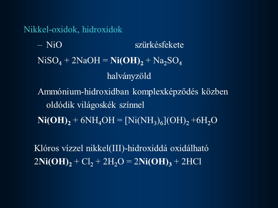 Nikkel-oxidok, hidroxidok