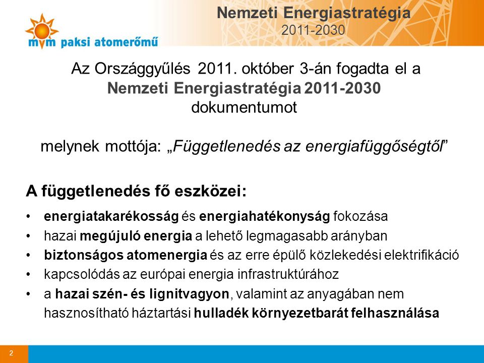 Nemzeti Energiastratégia Nemzeti Energiastratégia