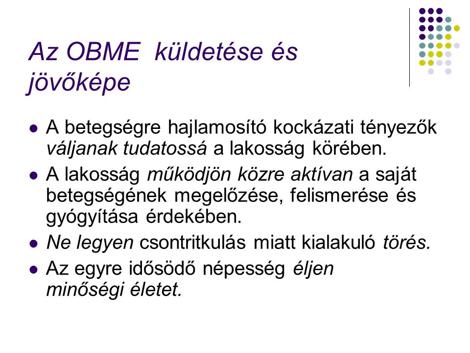 Az OBME küldetése és jövőképe