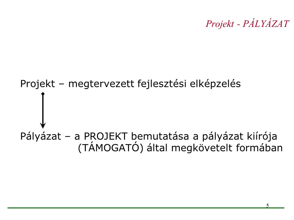 Projekt - PÁLYÁZAT Projekt – megtervezett fejlesztési elképzelés.