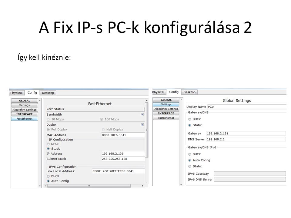A Fix IP-s PC-k konfigurálása 2