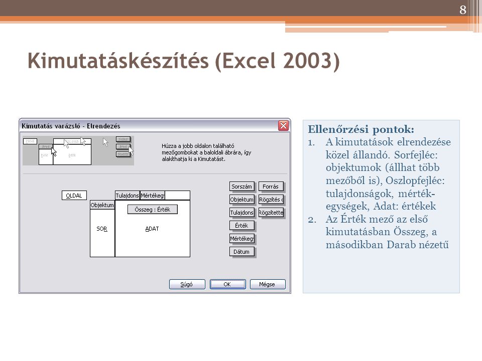 Kimutatáskészítés (Excel 2003)