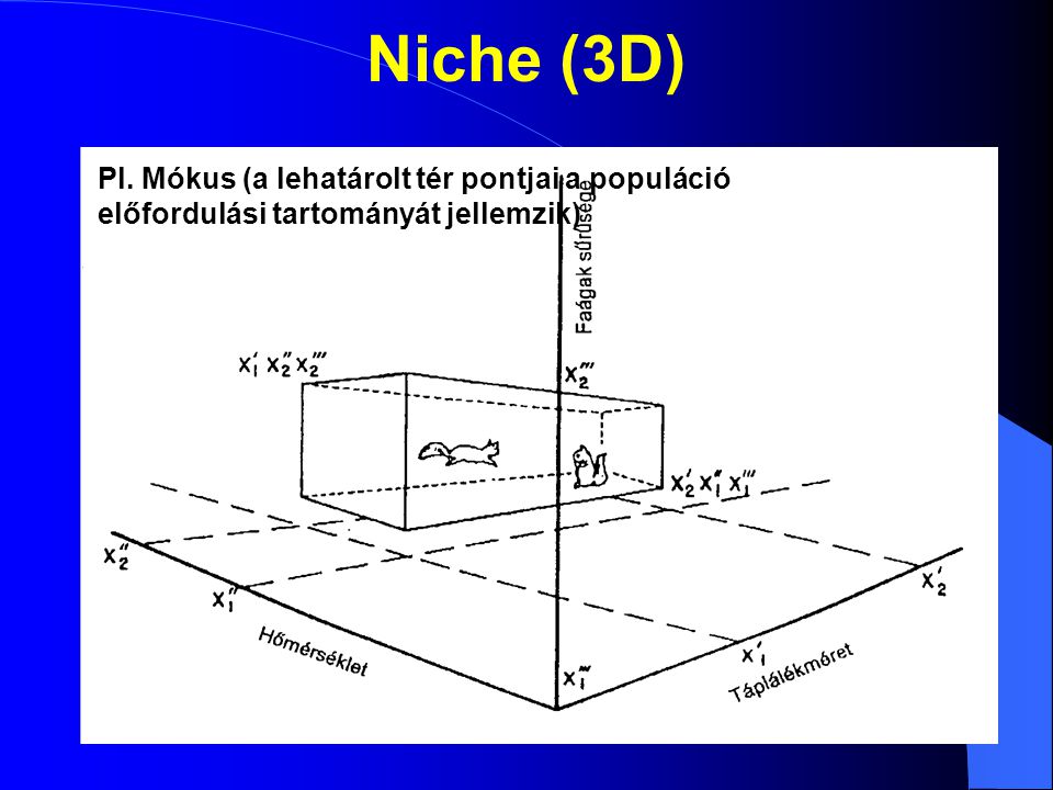 Niche (3D) Pl. Mókus (a lehatárolt tér pontjai a populáció előfordulási tartományát jellemzik)