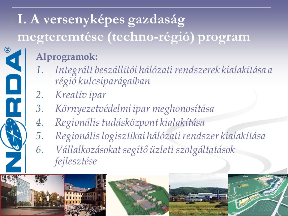 I. A versenyképes gazdaság megteremtése (techno-régió) program