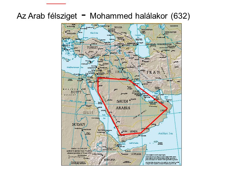 Az Arab félsziget - Mohammed halálakor (632)