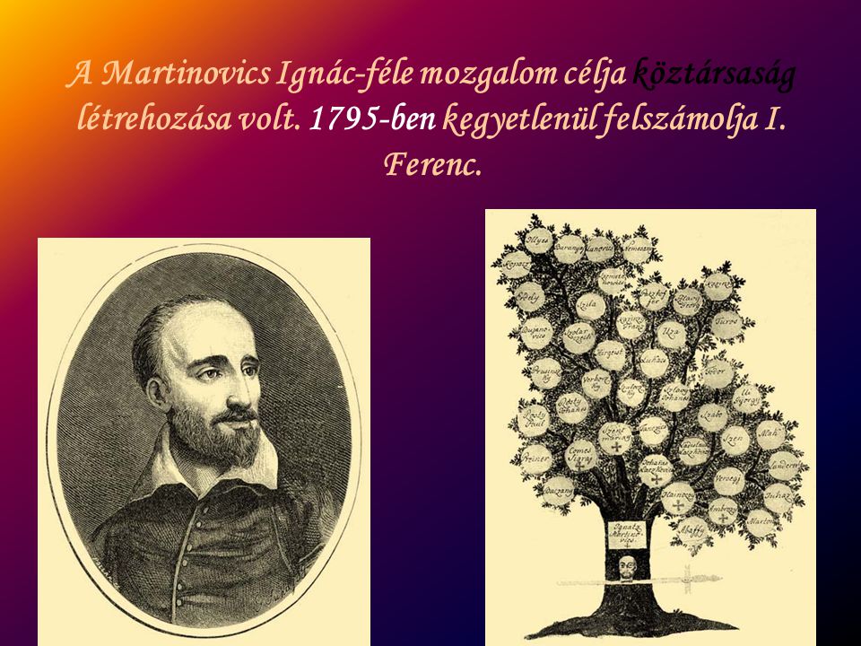 A Martinovics Ignác-féle mozgalom célja köztársaság létrehozása volt