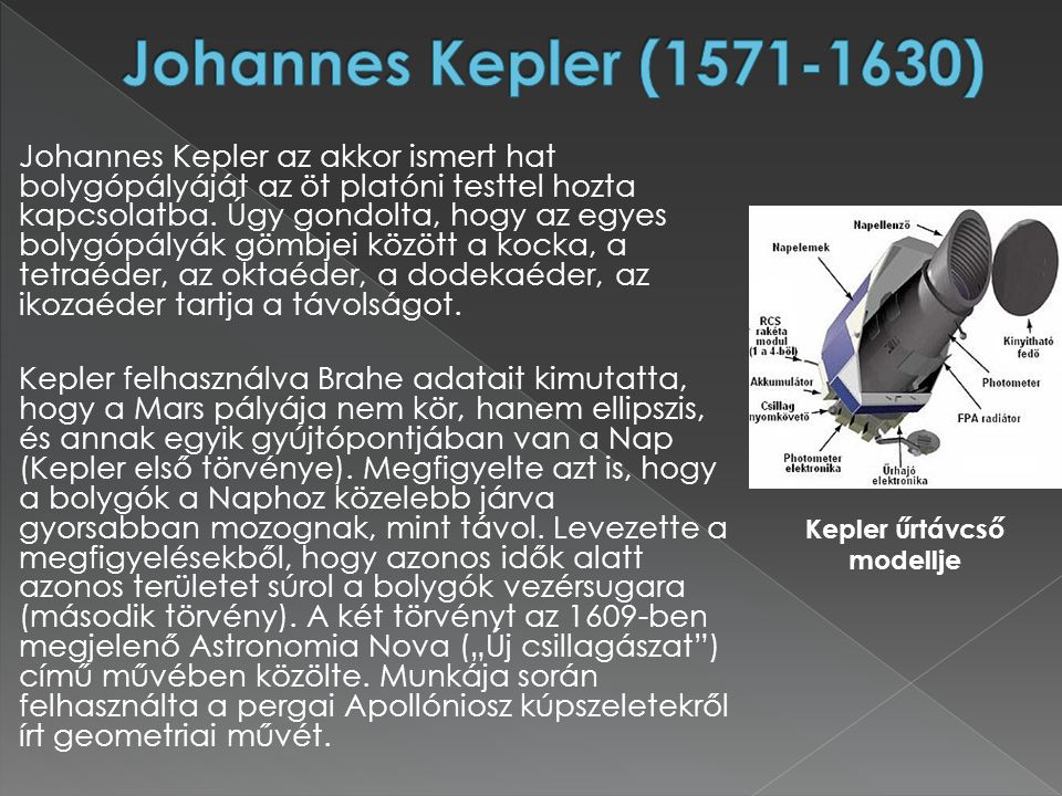 Kepler űrtávcső modellje