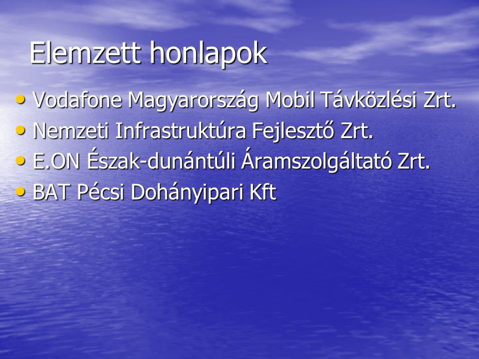 Elemzett honlapok Vodafone Magyarország Mobil Távközlési Zrt.