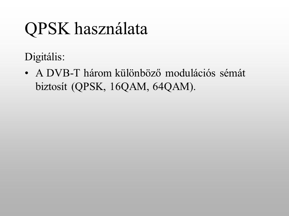 QPSK használata Digitális: