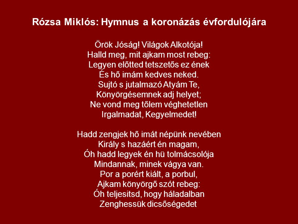 Rózsa Miklós: Hymnus a koronázás évfordulójára