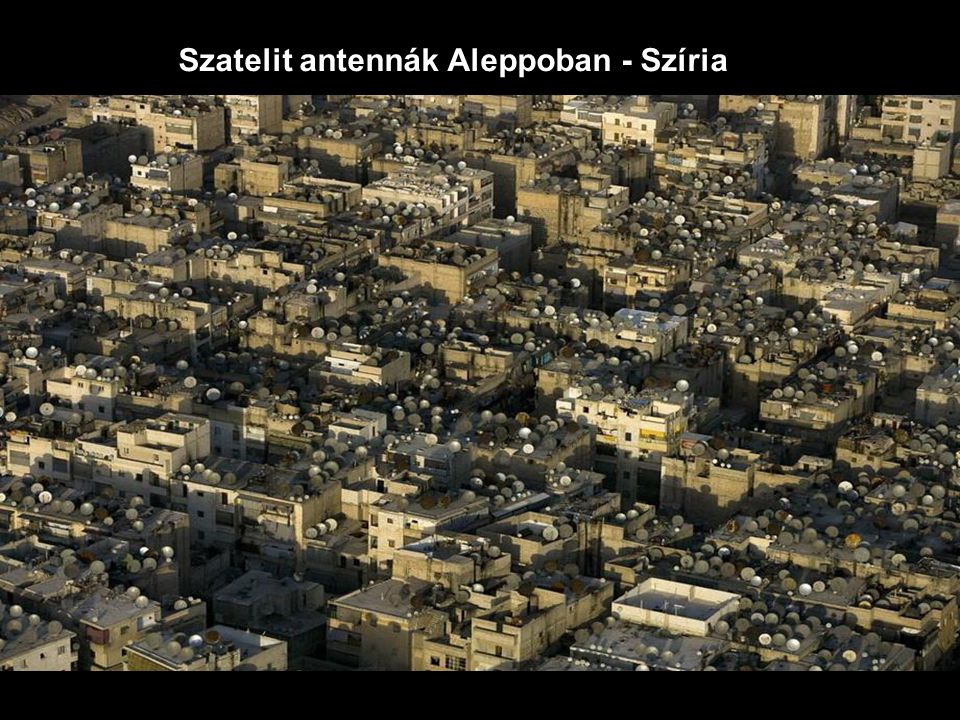 Szatelit antennák Aleppoban - Szíria