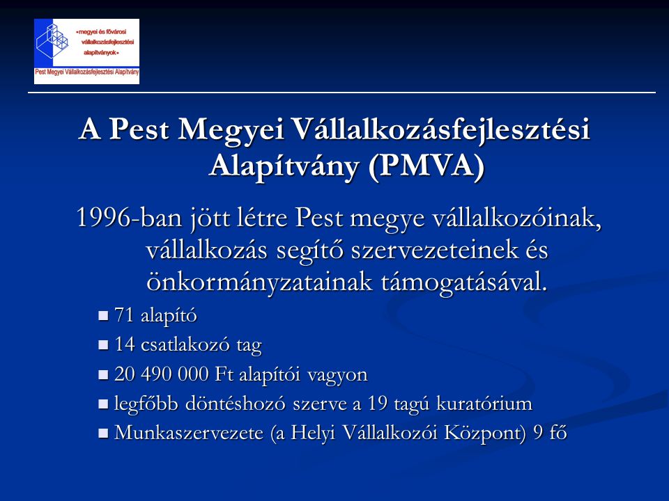 A Pest Megyei Vállalkozásfejlesztési Alapítvány (PMVA)