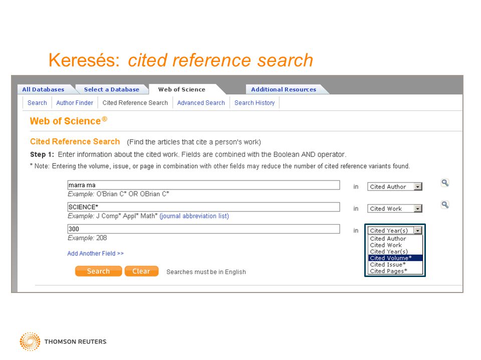 Keresés: cited reference search