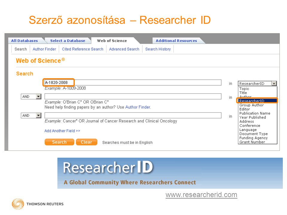 Szerző azonosítása – Researcher ID
