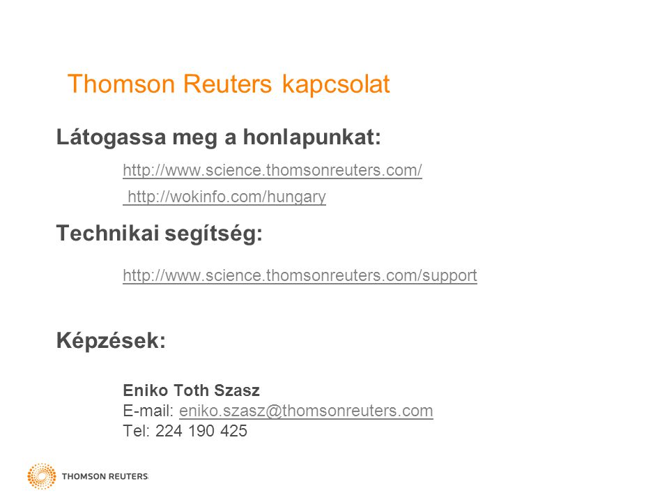 Thomson Reuters kapcsolat