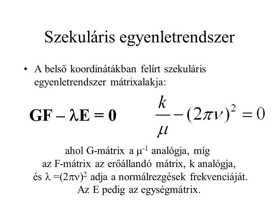 Szekuláris egyenletrendszer