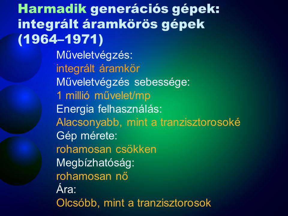 Harmadik generációs gépek: integrált áramkörös gépek (1964–1971)