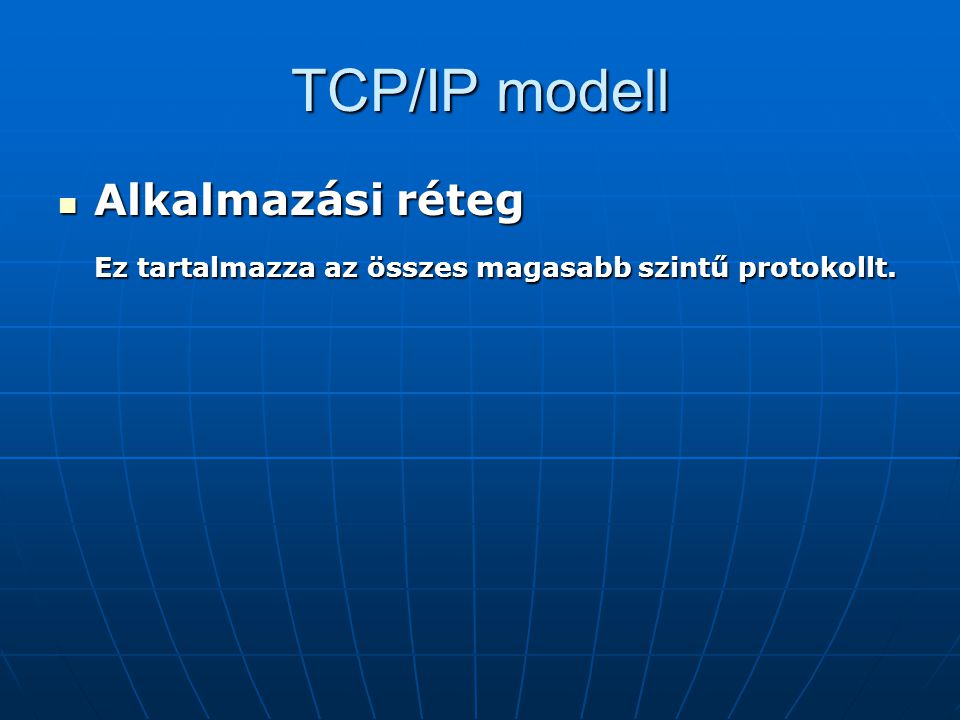 TCP/IP modell Alkalmazási réteg
