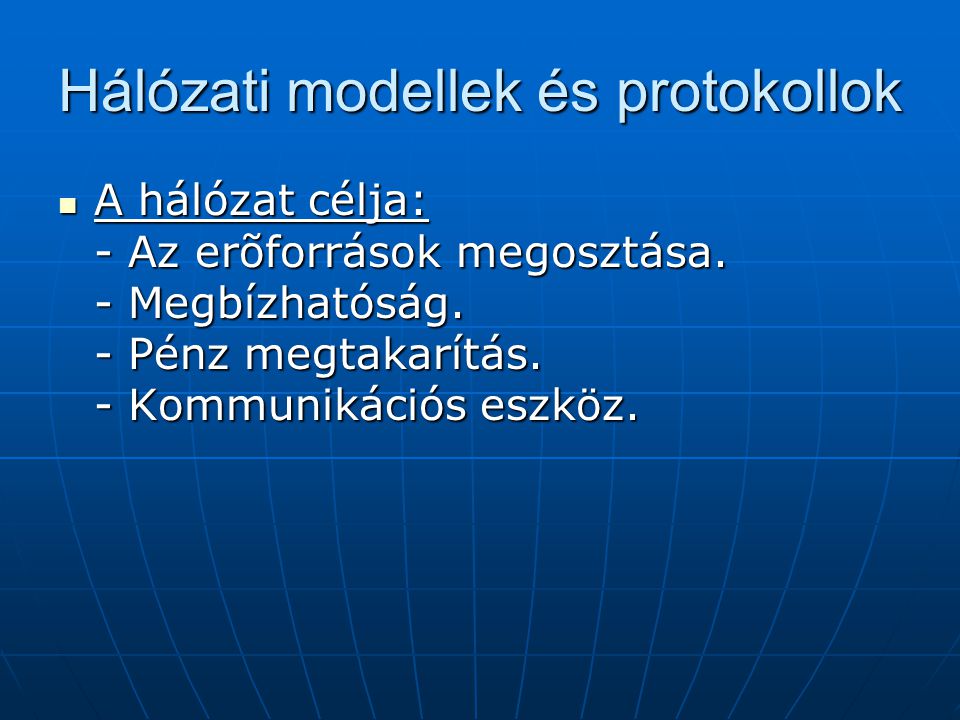 Hálózati modellek és protokollok