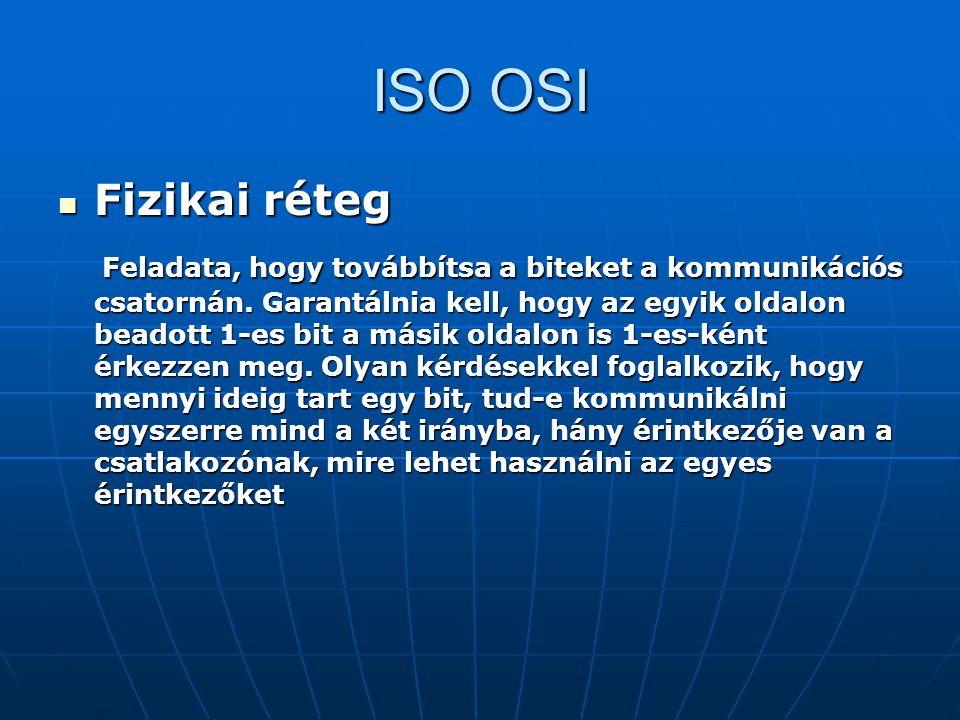ISO OSI Fizikai réteg.