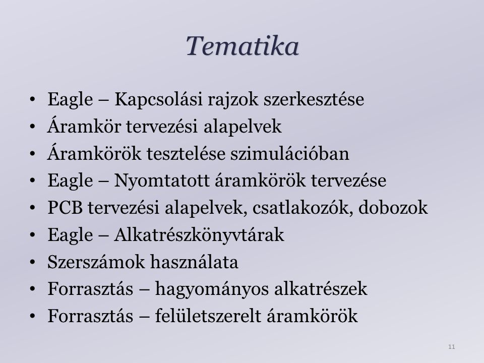 Tematika Eagle – Kapcsolási rajzok szerkesztése