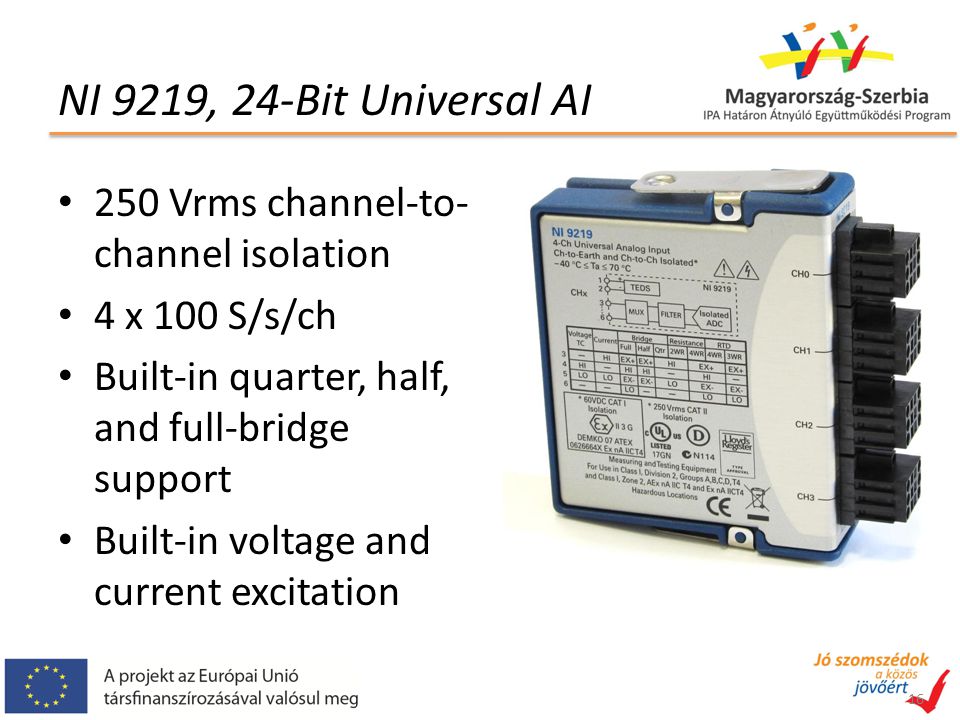 NI 9219, 24-Bit Universal AI 250 Vrms channel-to-channel isolation