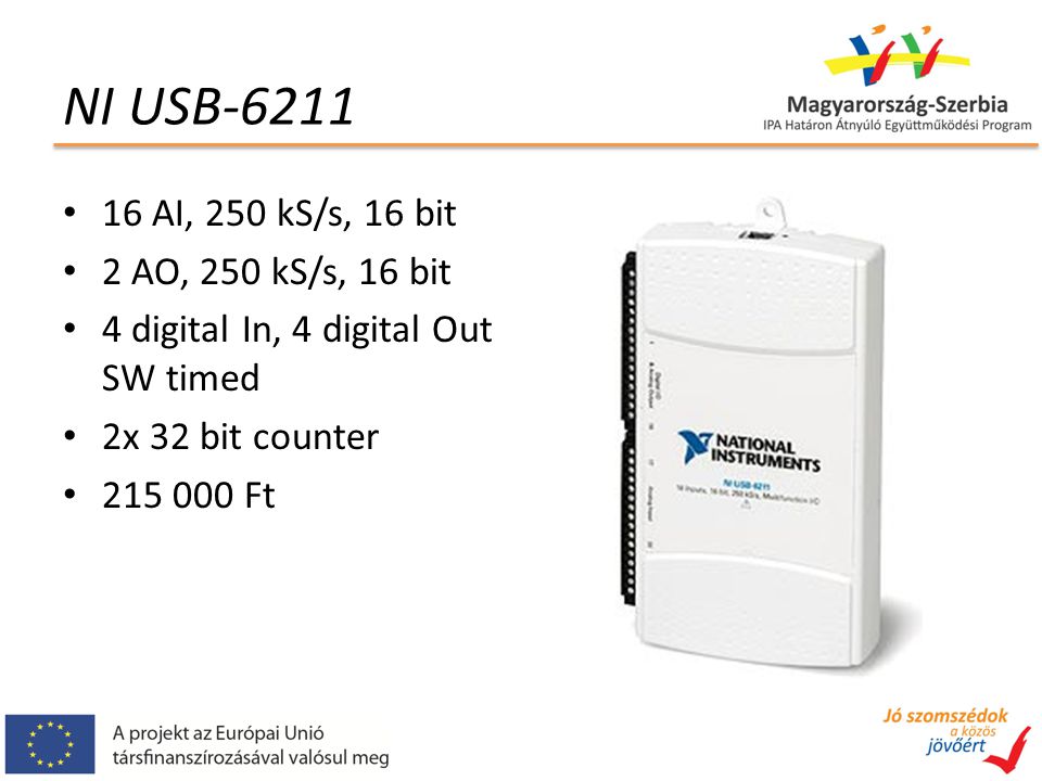 NI USB AI, 250 kS/s, 16 bit 2 AO, 250 kS/s, 16 bit