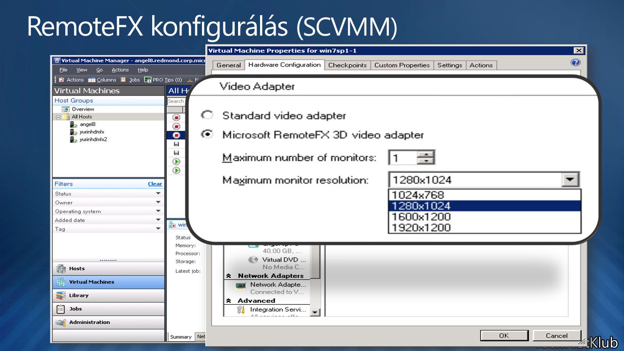 RemoteFX konfigurálás (SCVMM)